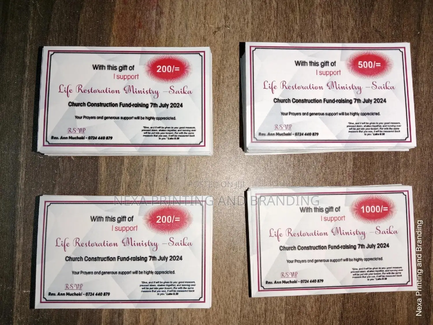 Denominations Funds Drive Cards