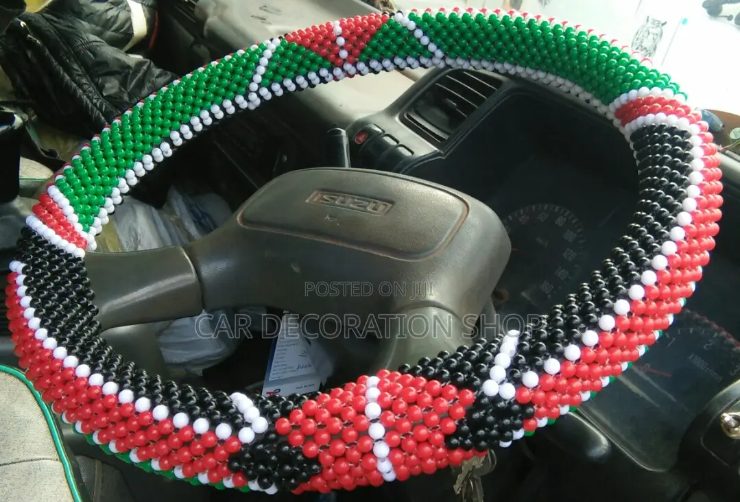 Kenya Flag Colors Universal Fit Beaded Steering Wheel Cover