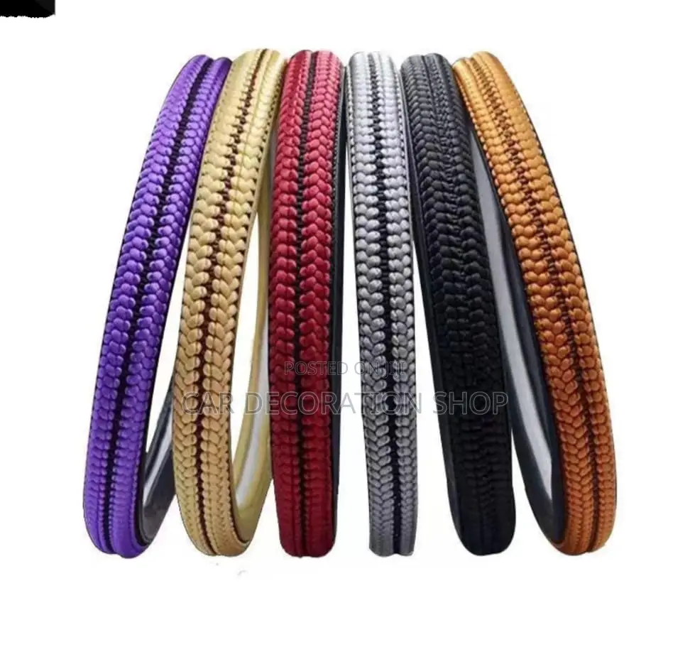 Thread Knitted Steering Covers (Black,Grey,Red, Brown