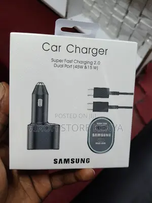 Samsung Car Charger Fast Charging 45watts/15watts With Cable