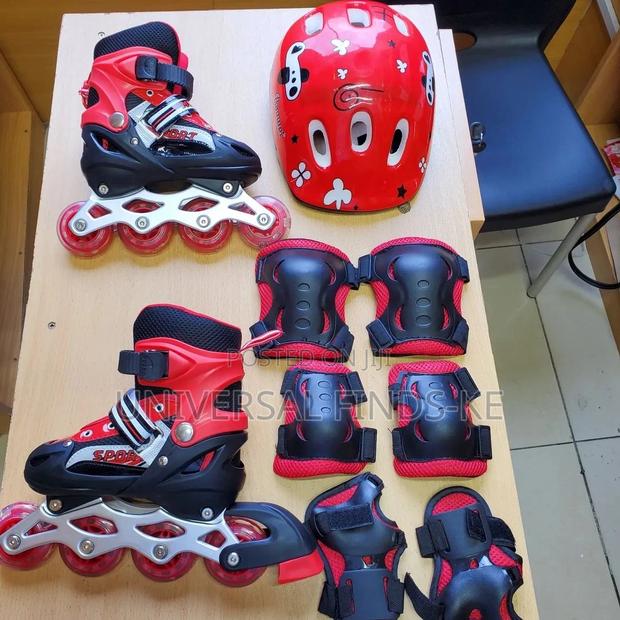 Roller Skates With Safety Helmet Protective Guards
