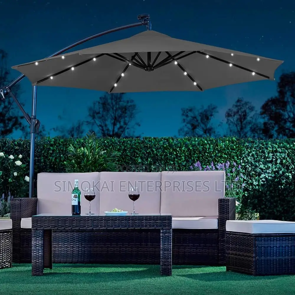 Solar LED Cantilever Parasol/ Patio Umbrella