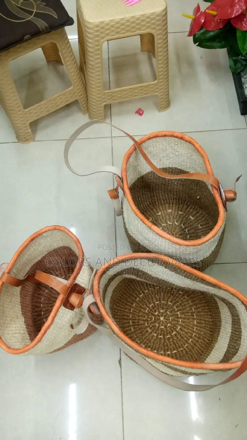 Baskets With Leather Handles