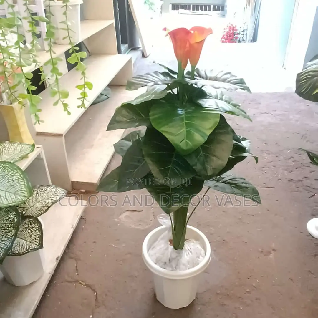 Flowered Artificial Plant With Plastic Vase