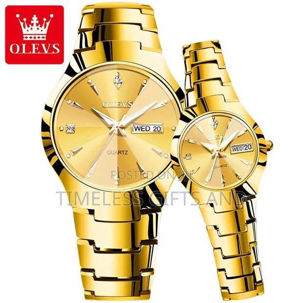 OLEVS Gold Date and Date Couple Watch