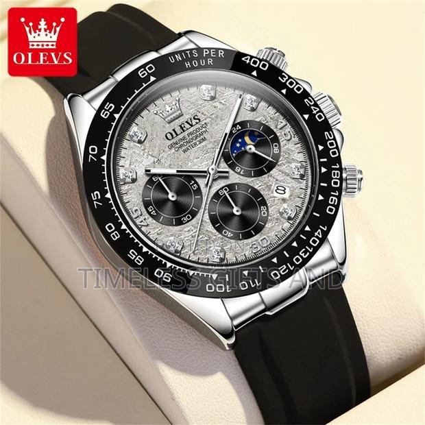 OLEVS Black Men Chronograph Rubber Watch - thumbnail 2