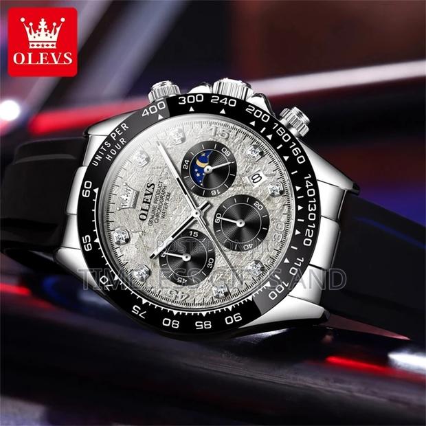 OLEVS Black Men Chronograph Rubber Watch - thumbnail 3