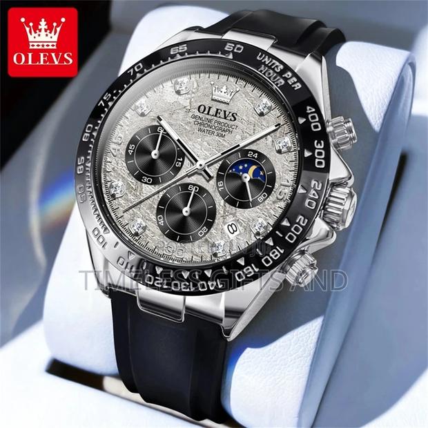 OLEVS Black Men Chronograph Rubber Watch