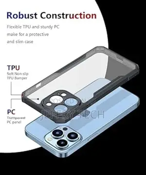 iPhone 13 Pro Max Back Cover Case (Clear PC + Black TPU Bump