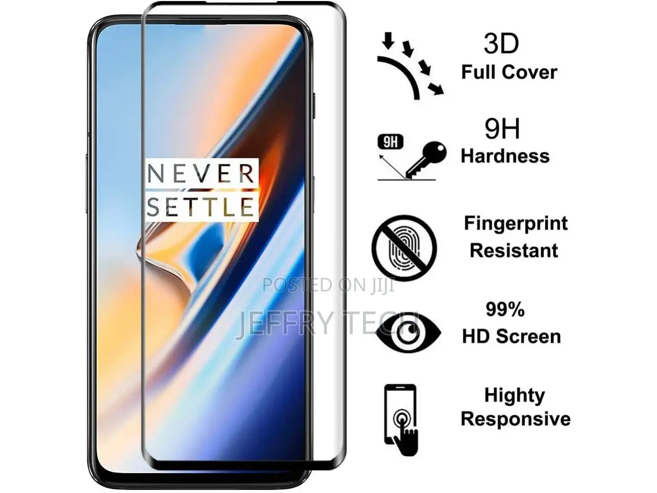 Oneplus 7T 100% Full Screen Tempered Glass Screen Protector