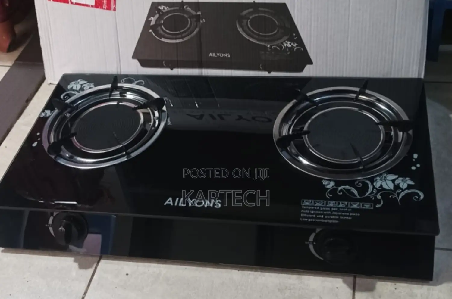AILYONS Glass Top Infrared Double Burner Gas Cooker