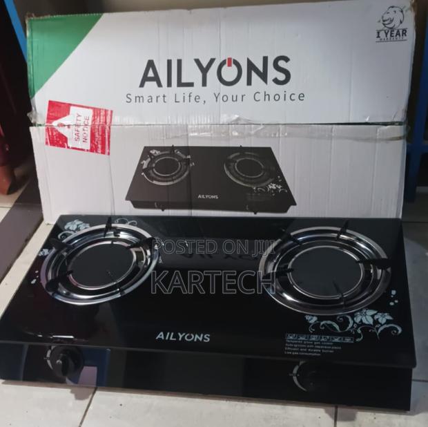 AILYONS Double Burner Glass Top Infrared Gas Cooker