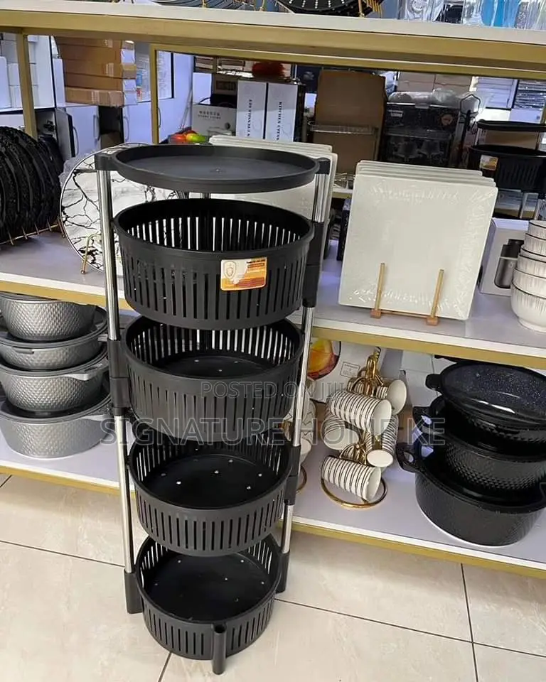 Rotating Plastic Fruit/Vegetable Rack With Metallic Stand