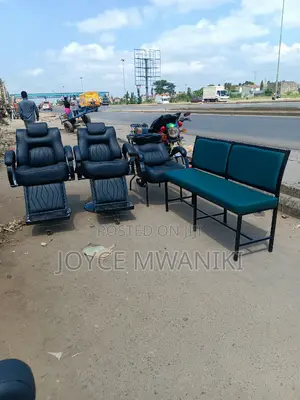 2 Barber Seats, Sink Chair and a Waiting Bench 