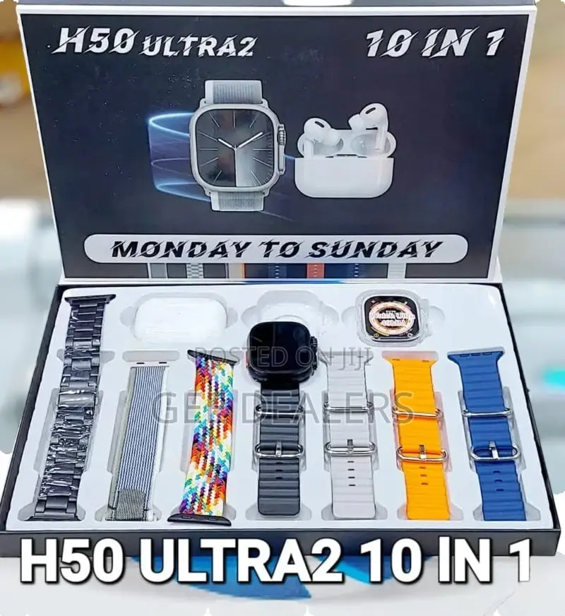 10 in 1 H50 Ultra 2 Smart Watch With Buds and Extra Straps