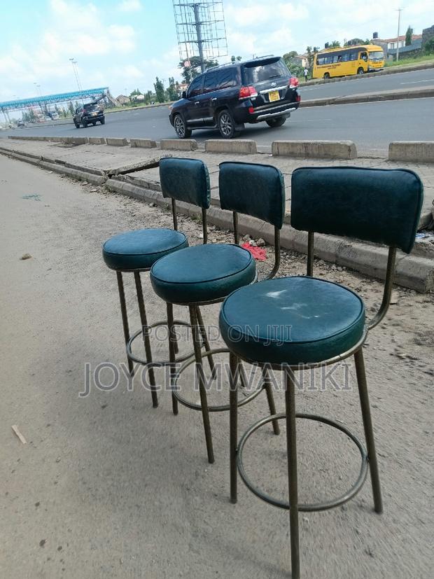 Powder Coated High Stools, Leather Green 