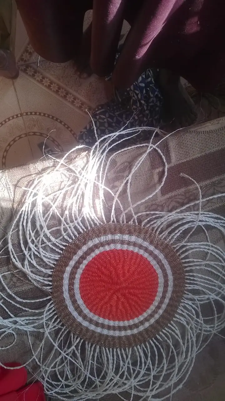 Orange White and Brown Table Mats