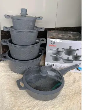 11 PCS Bosch Cookware Granite With Silicon Lining Lids