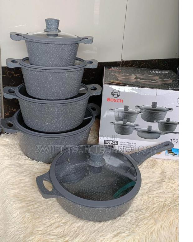 11 PCS Bosch Cookware Granite With Silicon Lining Lids - main view