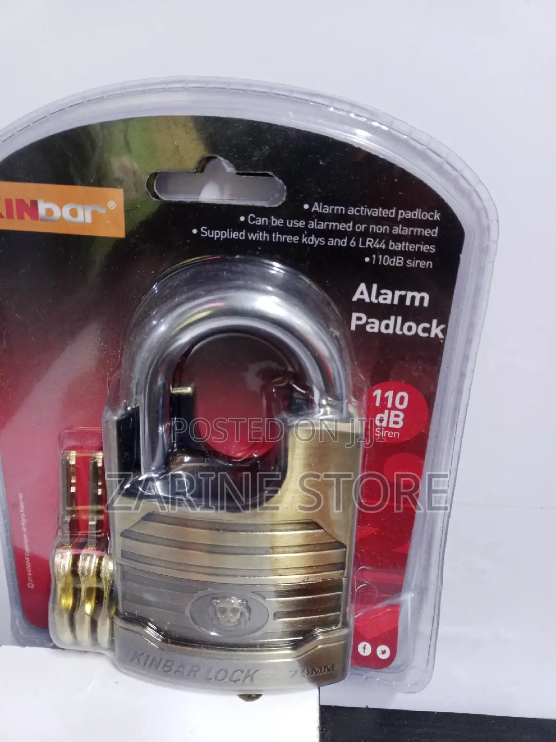 Kinbar Padlock 70mm Alarm Padlock Has 3 Keys
