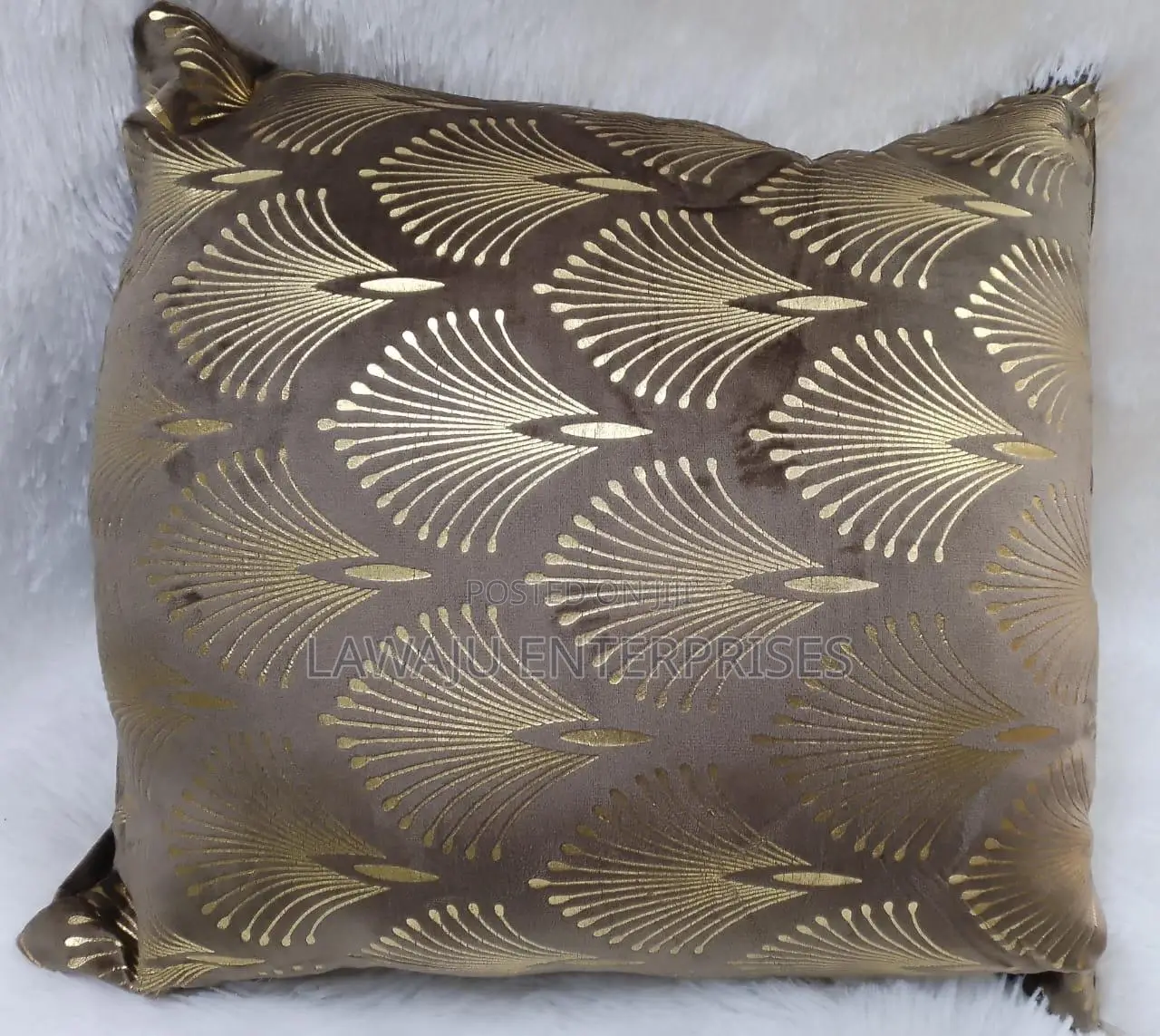 Brown Pillow With Gold Leaf Case