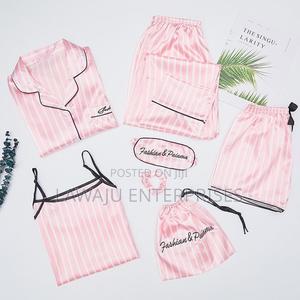 7 PCS Silk Stripped Pajama Set - thumbnail 2