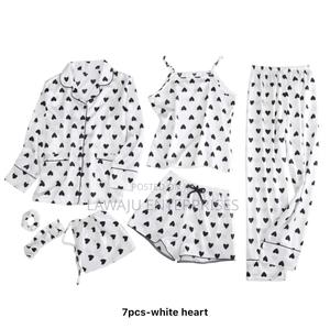 7 PCS Black and White Silk Pajamas - thumbnail 2