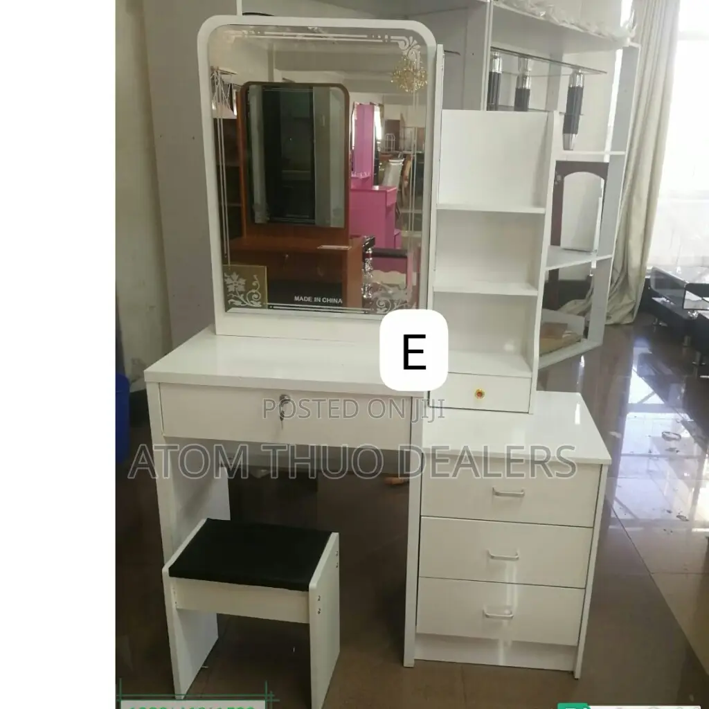 New White Dressing Table With Sliding Mirror 
