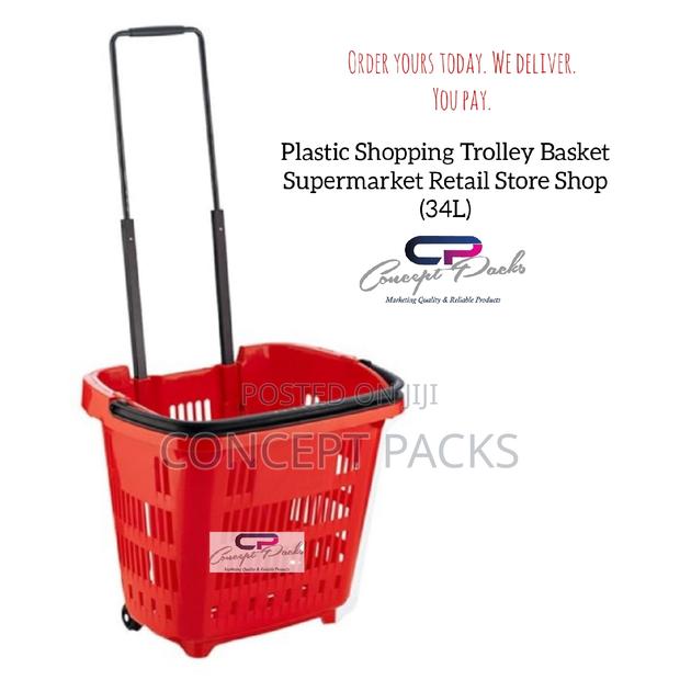 10pcs - 34l Plastic Shopping Trolley Basket for Supermarket
