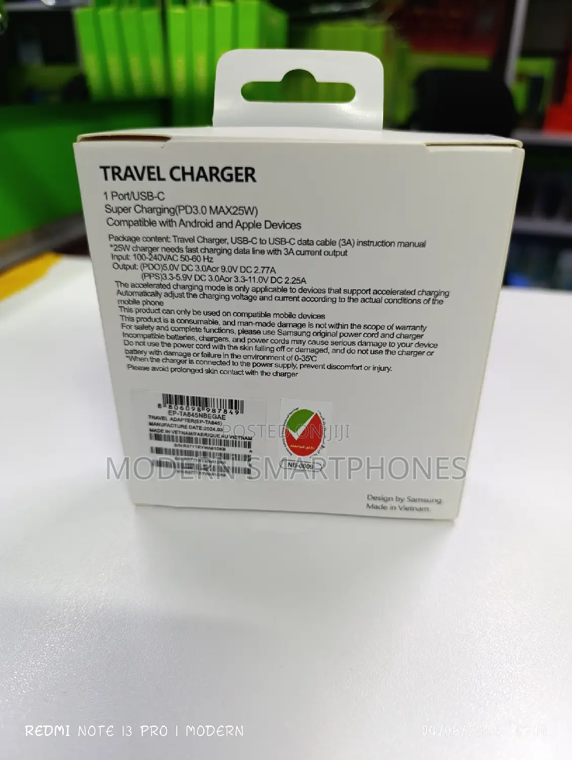 SAMSUNG 25W Travel Adapter + C to C Cable CHARGER