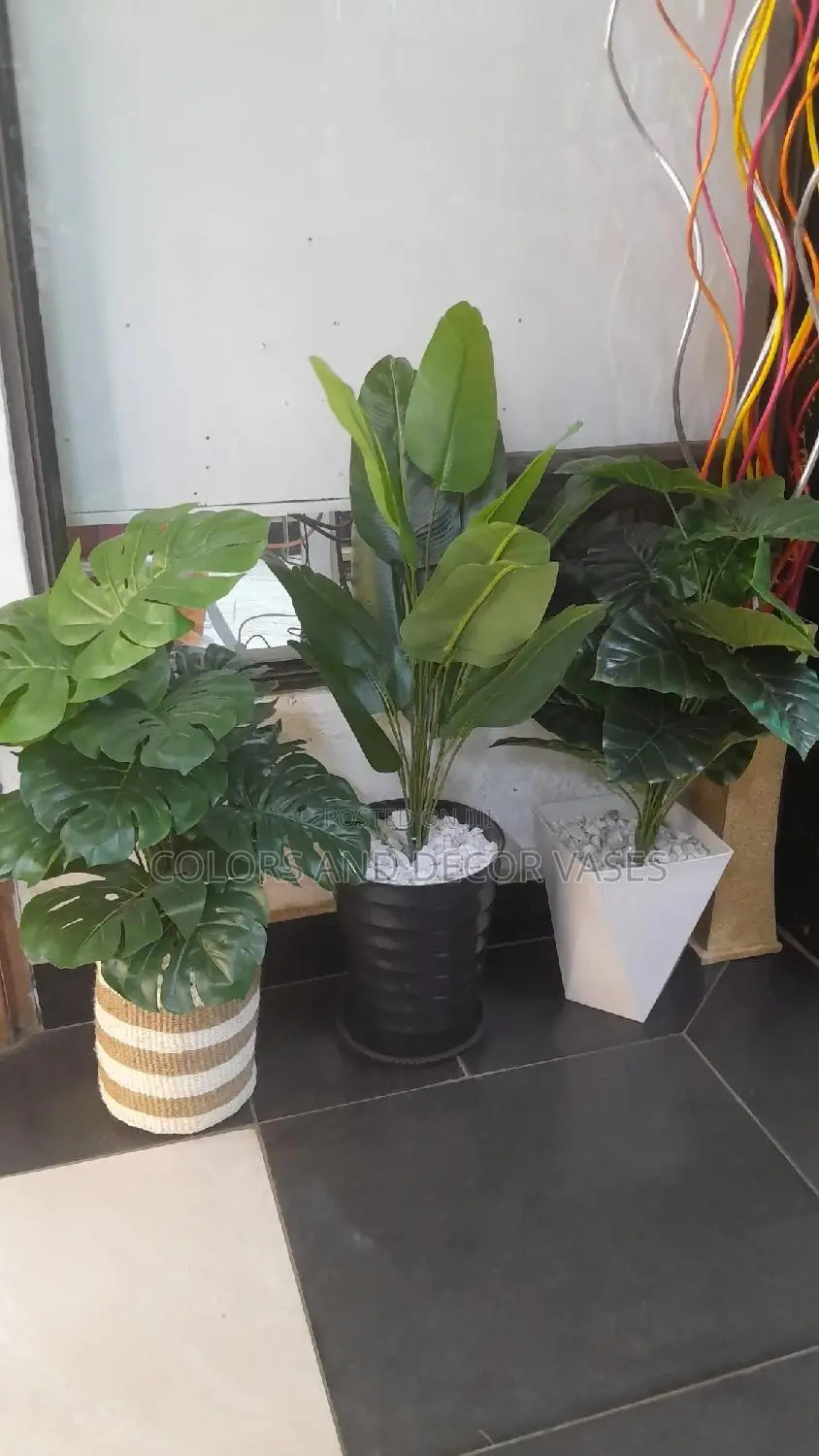 Plant Artificial Available With Vase and Pebble Stones