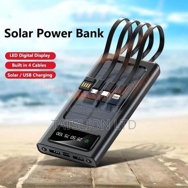 Excellent Solar Power Bank 20000mah -4 Cable Charger With So