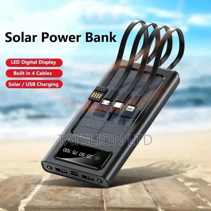 Excellent Solar Power Bank 20000mah -4 Cable Charger With So