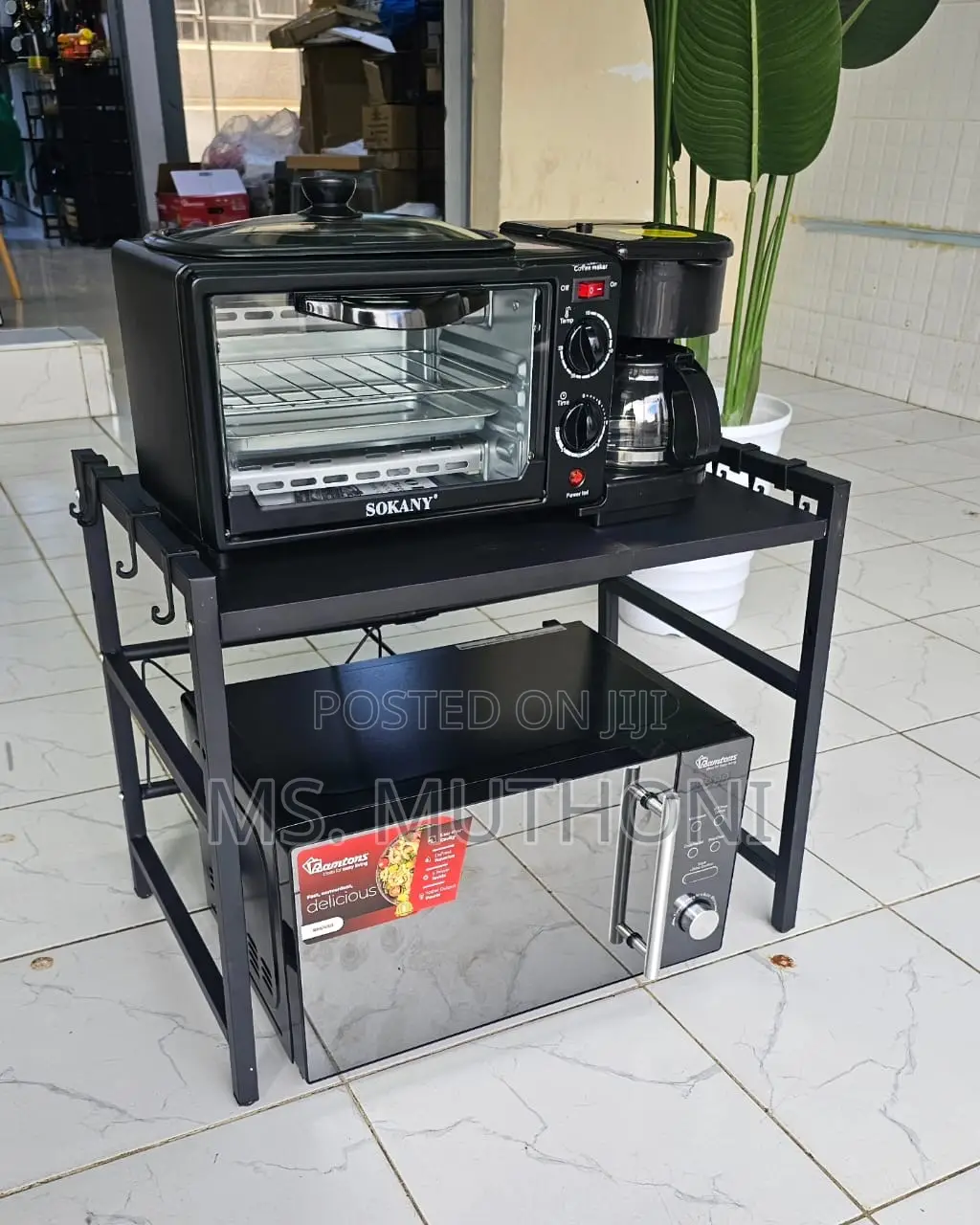 Single Layer Microwave Stand Stainless Steel Colour . Black