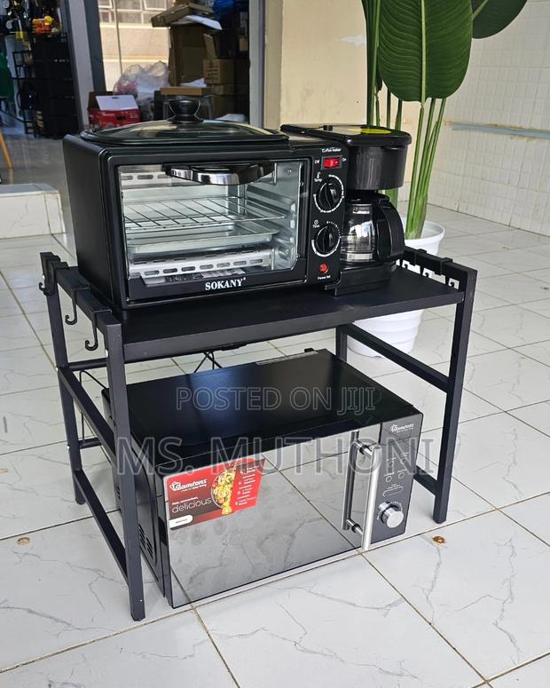Single Layer Microwave Stand Stainless Steel Colour . Black