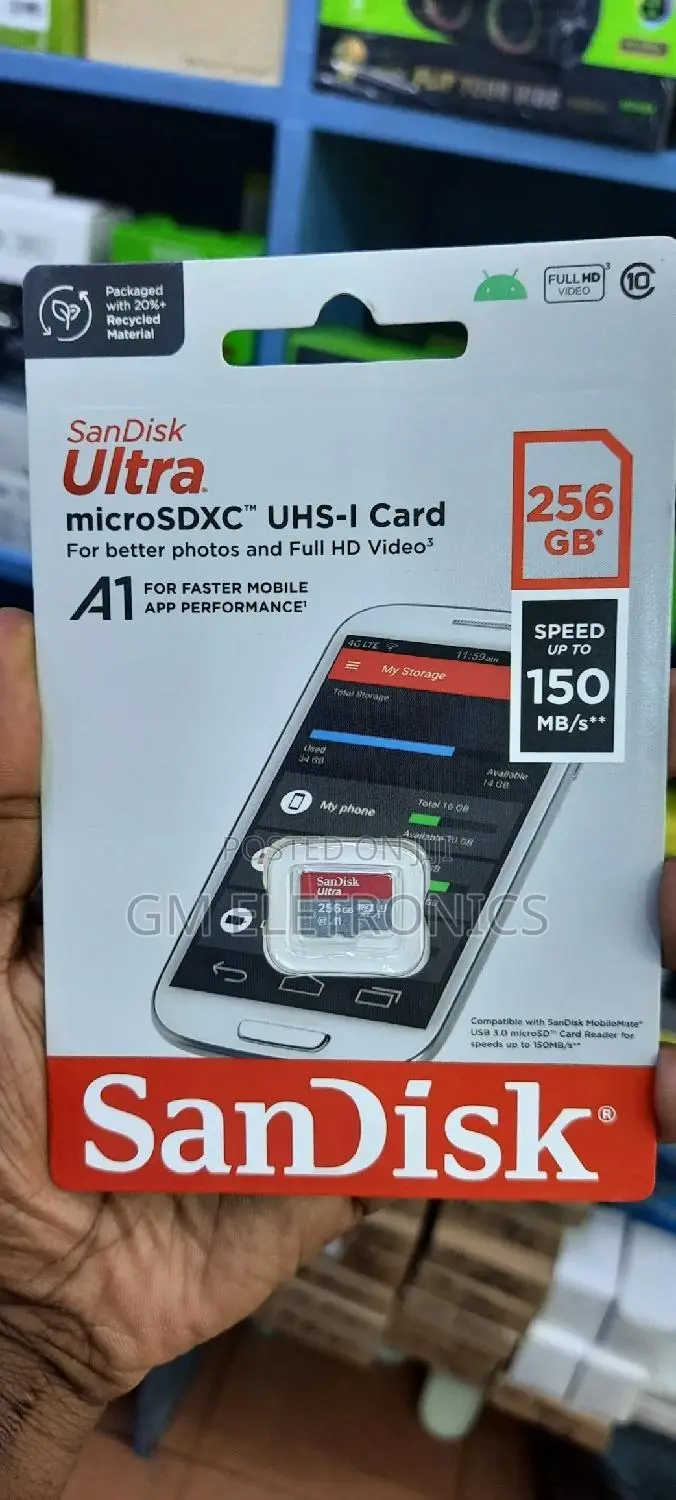 256gb Sandisk Memory Card With 150mb/S Reading Speed.