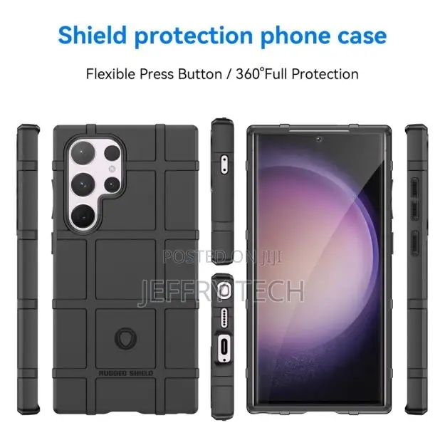 Rugged Shield Samsung GALAXY S24 Ultra Cover - Black