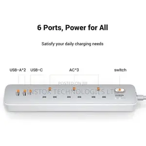 UGREEN 30W 3 AC Power Strip With Master Switch