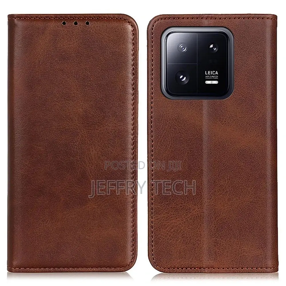 Wallet-Style Xiaomi 14 Leather Case - Brown