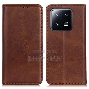 Wallet-Style Xiaomi 14 Leather Case - Brown