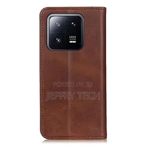 Wallet-Style Xiaomi 14 Leather Case - Brown