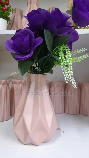 Purple Roses and Vase Plastic