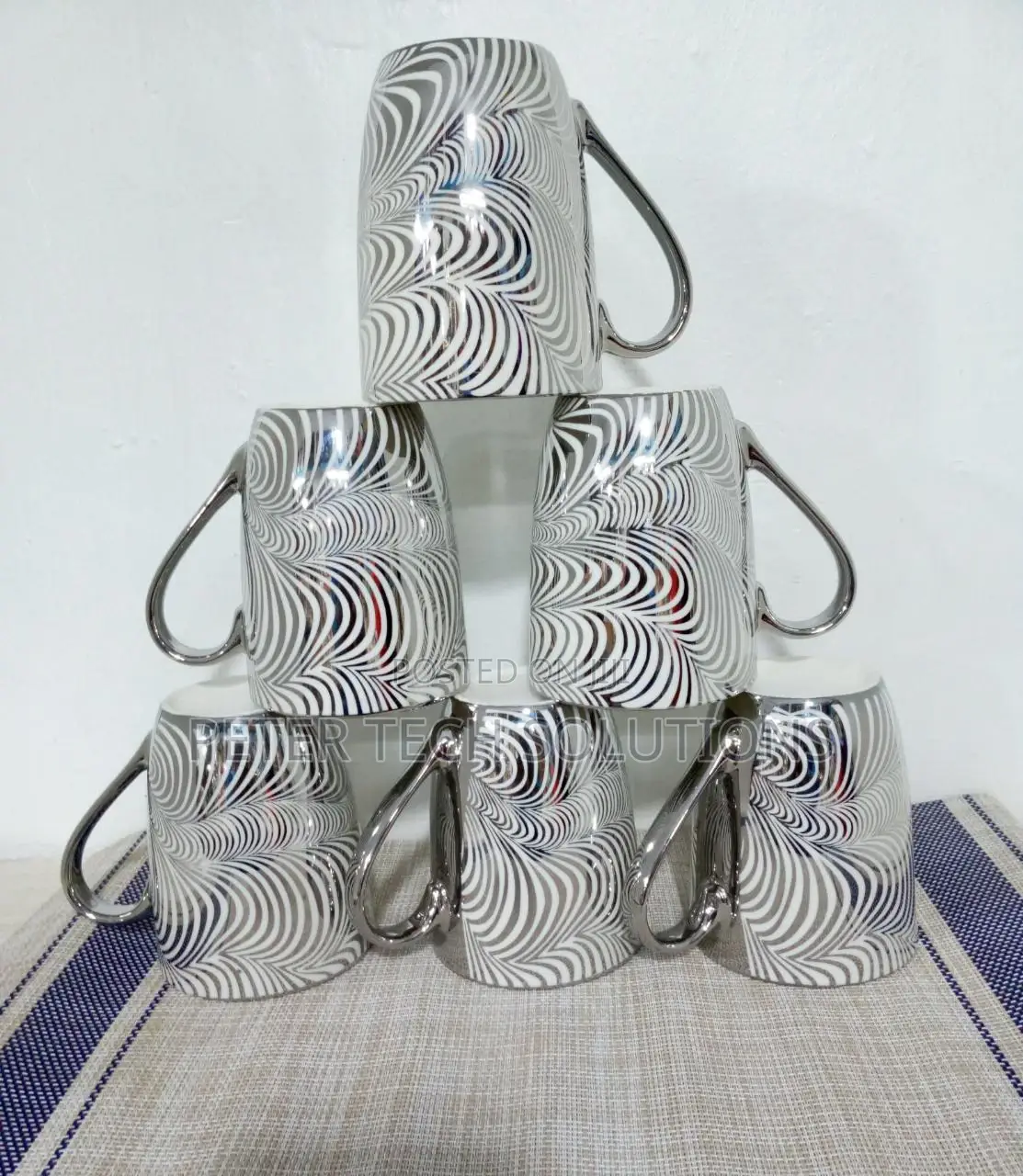 6 Pieces Silver Mugs 350 Ml.
