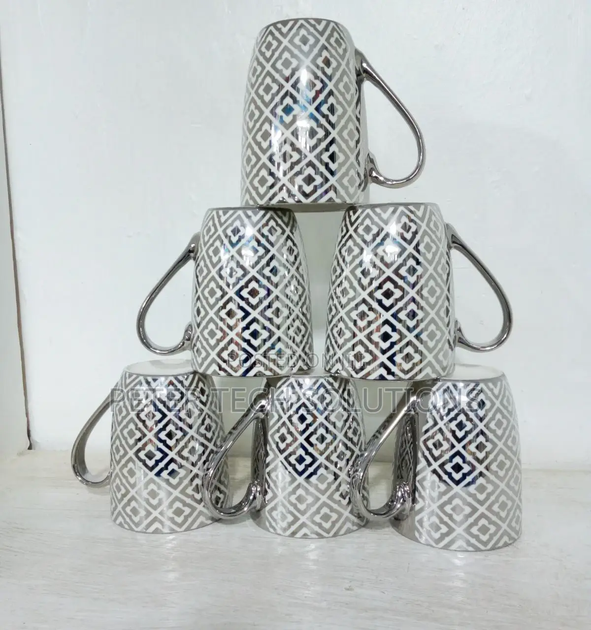 6 Pieces Silver Mugs 350 Ml.