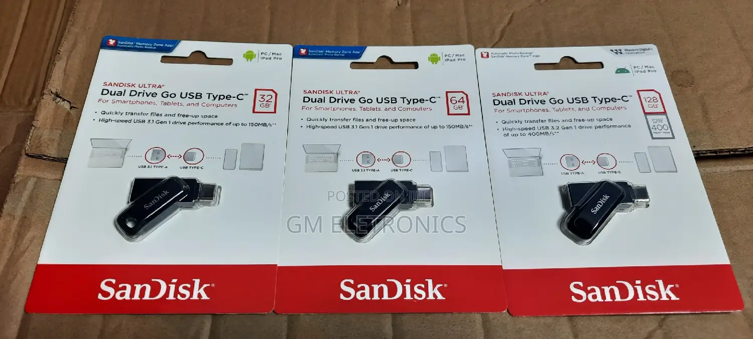 Sandisk Dual Drive Usb/Type-C Flash Drive 32gb, 64gb 128gb