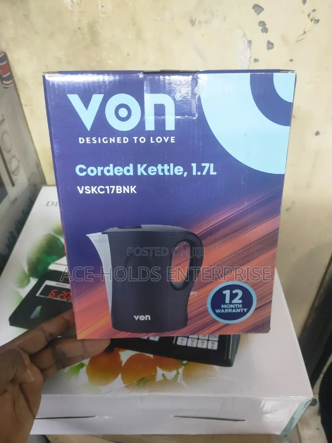 Corded Kettle,Von Plastic Kettle, Von 1.7 Litres Kettle