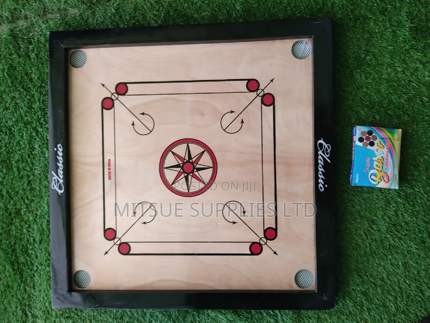 Carrom Board Complete With Carrom Men - 26x26x1.5 Inch