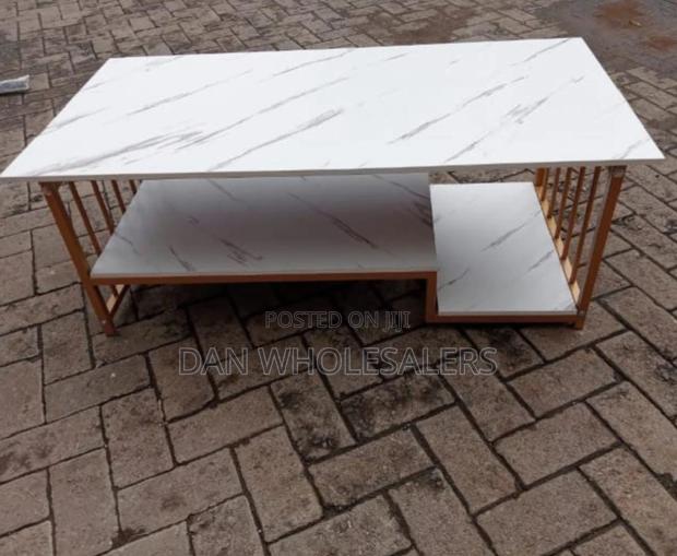 Marble Top Pattern Coffee Table- White - main view