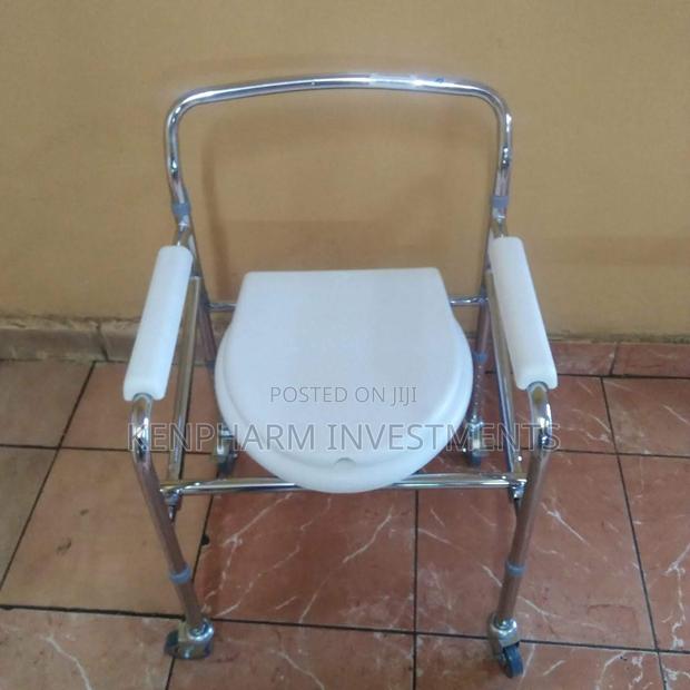 Commode Chair With Wheels and Backrest - thumbnail 2