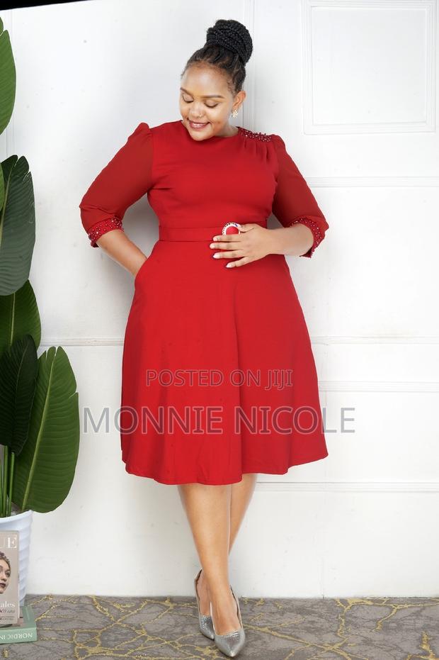 Classy Red Skater Dress - main view